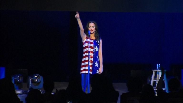 Hillary Clinton is wooing Pennsylvania voters with a free performance by pop star Katy Perry.