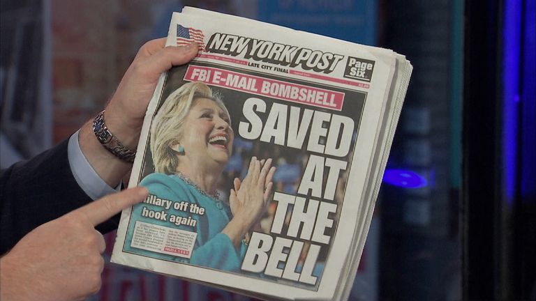 US newspaper front pages