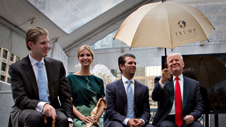 Family business: The Donald and his children Eric (L), Ivanka and Donald Jr in Vancouver in 2013