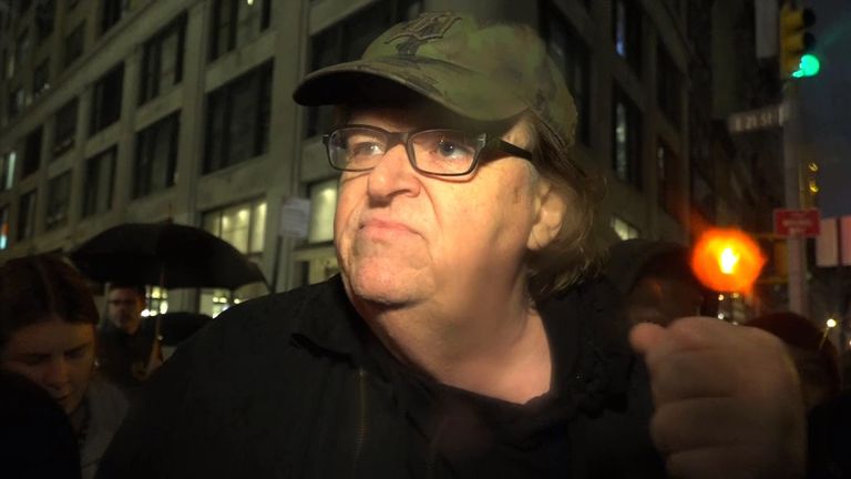 Michael Moore at New York protest