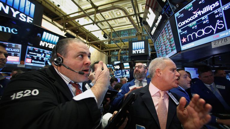 Traders on the floor of the New York stock exchange after Donald Trump&#39;s US election victory 9 November 2016