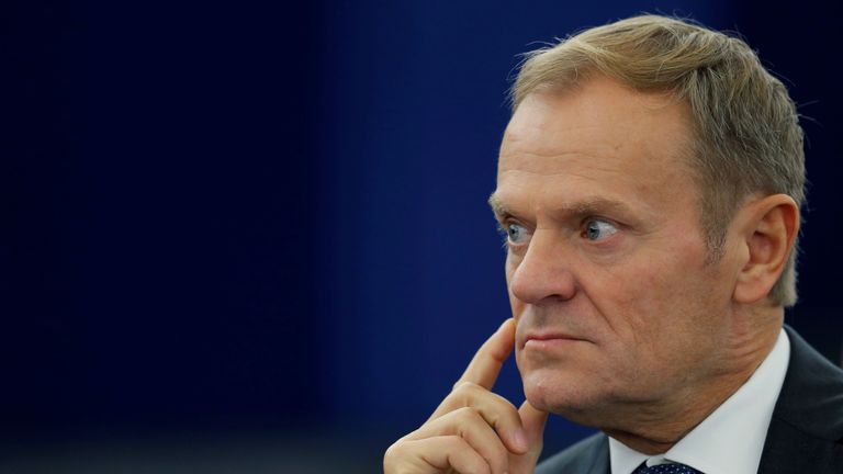 European Council president Donald Tusk attends a debate on the last European Summit at the European Parliament in Strasbourg, France, October 26, 2016