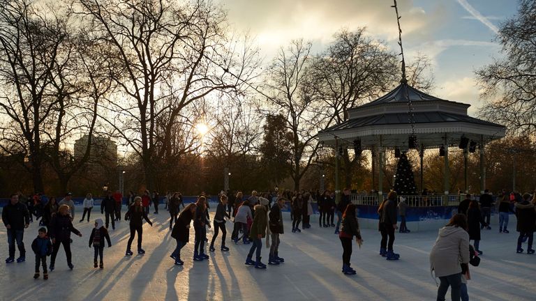 People skate at an ice rink at the Winter Wonderland experience in London&#39;s Hyde Park in central London on November 26, 2016 / AFP / NIKLAS HALLE&#39;N (Photo credit should read NIKLAS HALLE&#39;N/AFP/Getty Images)
