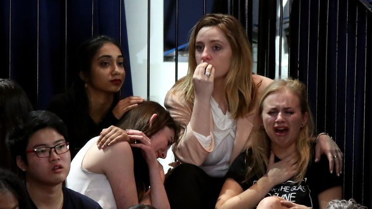 Hillary Clinton supporters in tears at her rally in New York
