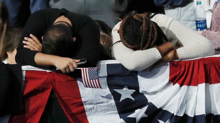 Supporters of Democratic U.S. presidential nominee Hillary Clinton 
