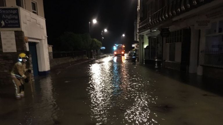Part of Swanage High Street was flooded overnight