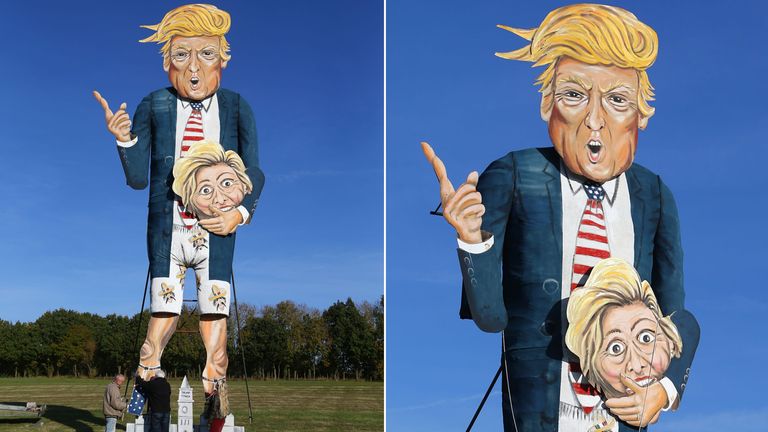 The Edenbridge Bonfire Society celebrity guy which has been unveiled as US Presidential hopeful Donald Trump in Edenbridge, Kent