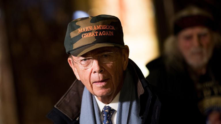 Wilbur Ross, President-elect Donald Trump&#39;s choice for Commerce Secretary, speaks briefly to reporters at Trump Tower