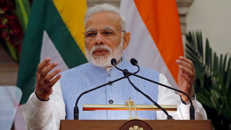 Mrs May will hold talks with her Indian counterpart Narendra Modi during her trip