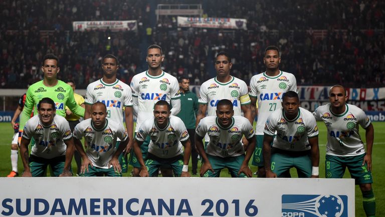 The  Chapecoense team pictured earlier this month