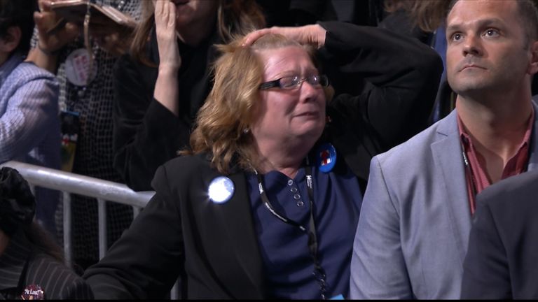 Despairing Clinton supporters at their election night rally
 