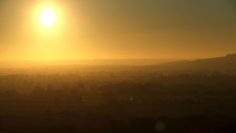 The sun rises over the Vale of Pewsey near Marlborough in Wiltshire 