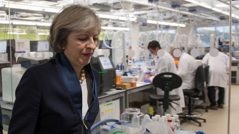 Theresa May visits the Wellcome Genome Campus in Cambridge