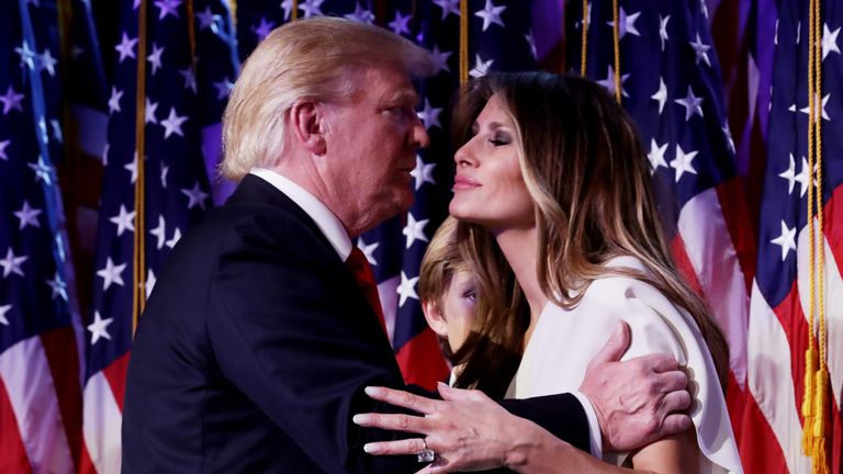 U.S. President-elect Donald Trump  kisses his wife