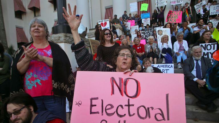 A protest against the Electoral College in Tallahassee, Florida