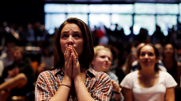 Supporters of Democratic U.S. presidential nominee Hillary Clinton 