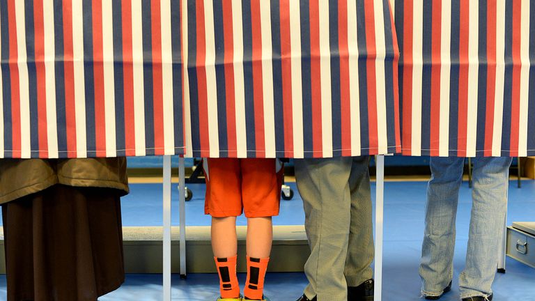 CONCORD, NH - NOVEMBER 08: Voters fill out their ballots at the Green Street Community Center on November 8, 2016 in Concord, New Hampshire. After a contentious campaign season, Americans go to the polls today to choose the next president of the United States. (Photo by Darren McCollester/Getty Images)
