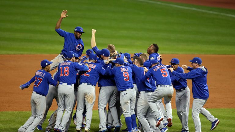 The Cubs win over Cleveland Indians sparked wild celebrations from the players