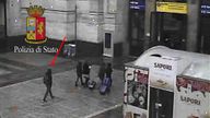Anis Amri (L), the Tunisian suspect of the Berlin Christmas market attack, is seen in this photo taken from security cameras at the Milan Central Train Station in downtown Milan, Italy December 23, 2016, hours before he was shot dead after pulling a gun on police during a routine check. 