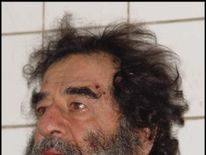 Saddam Hussein pictured after he was captured in December 2003