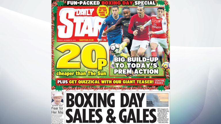 The Daily Star warns of bad weather as shoppers head out for bargains on Boxing Day