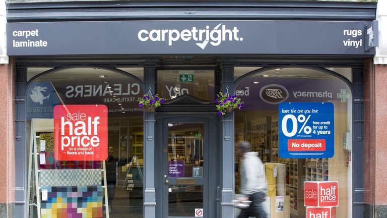 Carpetright&#39;s first-half profits fell 42%