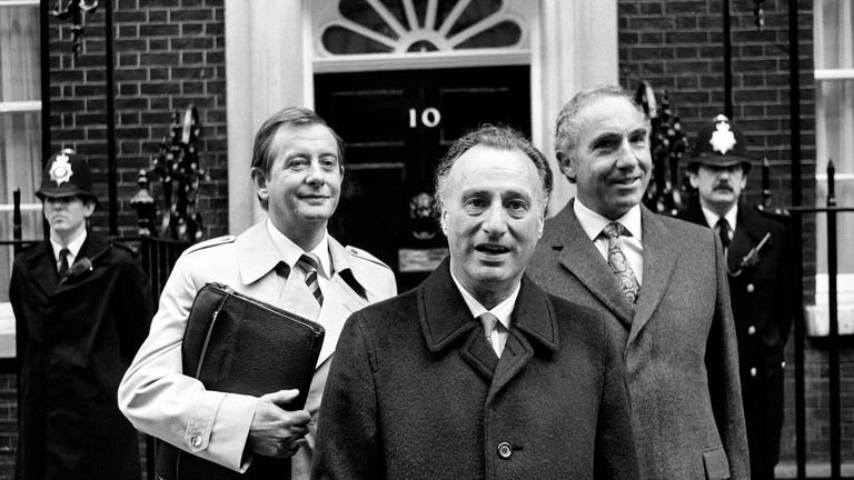 The stars of Yes Minister outside Downing Street in 1980