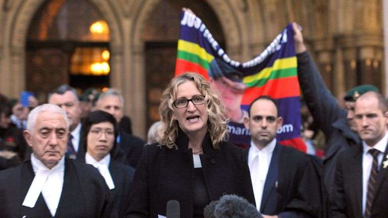 Claire Blackman outside the Royal Courts of Justice in London, where her husband, Sergeant Alexander Blackman, who is serving life after being found guilty of murdering an injured Afghan fighter, was refused bail pending a new challenge against his conviction