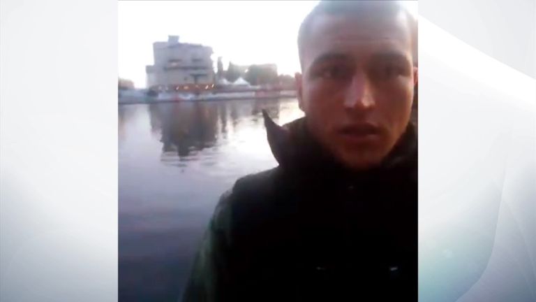 A grab from a Facebook video, believed to have been posted by Amri in September, showing him in Berlin