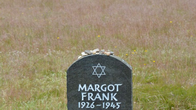 A memorial to Anne Frank and sister Margot at the former Bergen-Belsen camp