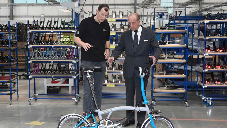 Prince Philip tours the Brompton bicycle factory