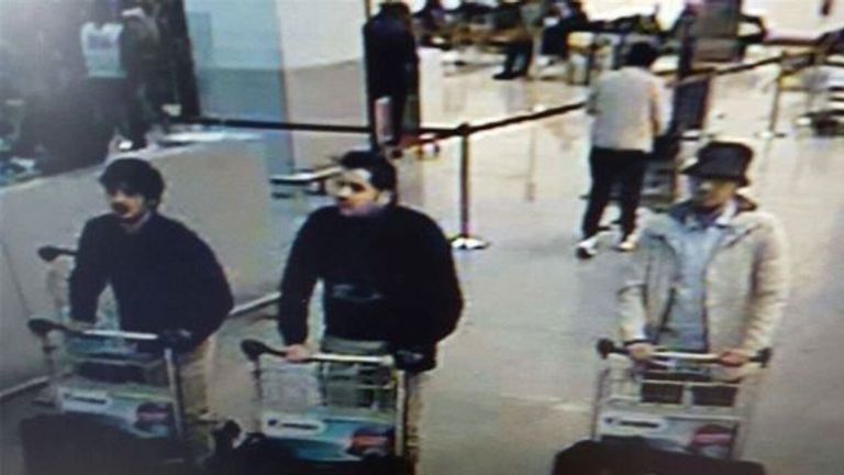 CCTV footage of Brussels airport taken shortly before the March 2016 terror attack