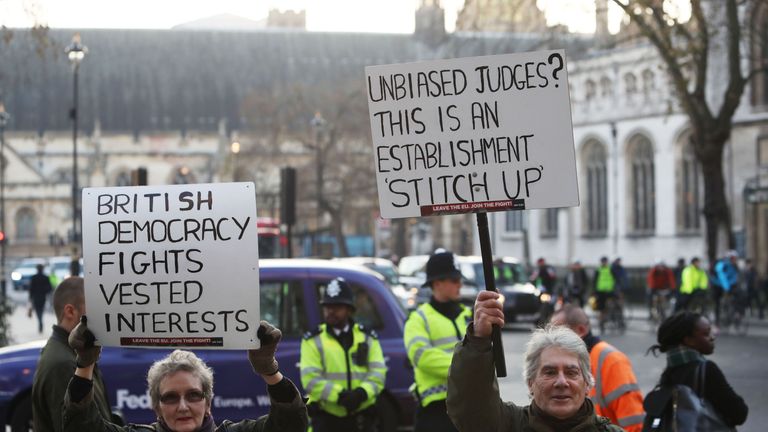 Protesters outside the Supreme Court in London