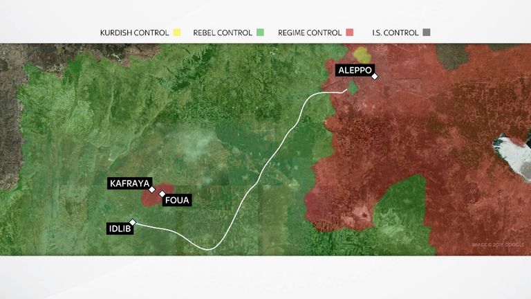 The evacuation route from Aleppo  to Idlib