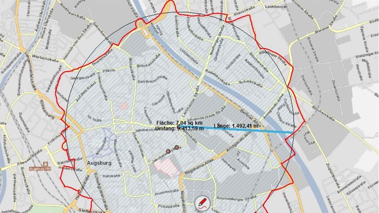 Police in Augsberg have put an exclusion zone in place around the bomb