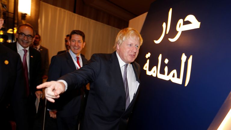  Foreign Secretary Boris Johnson arrives at 'The Manama Dialogue' conference in Bahrain