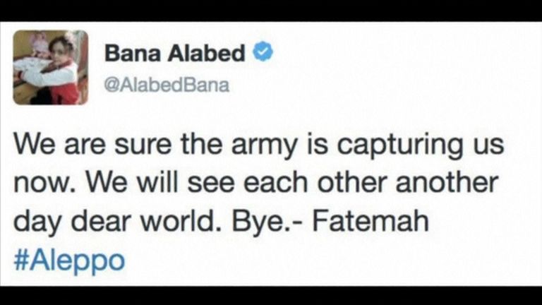 Bana&#39;s last tweet before her account was deleted