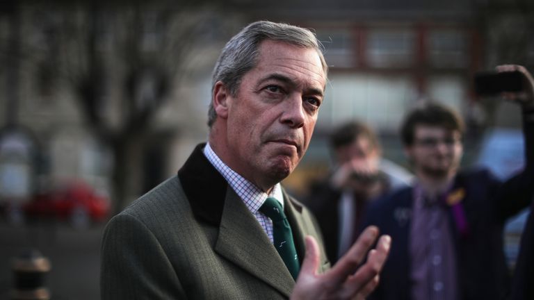 Nigel Farage canvasses for votes for a UKIP candidate in Sleaford 