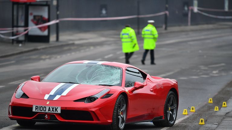 The Ferrari hit pedestrians in south London