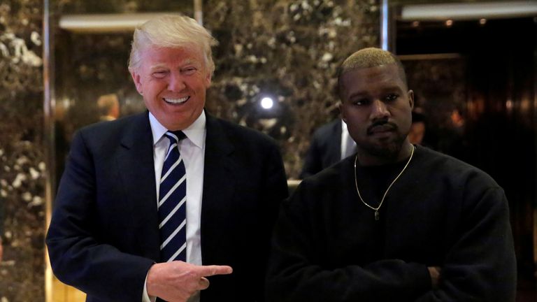 Donald Trump and Kanye West pose for a picture at Trump Tower in New York