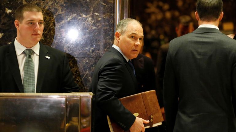 Scott Pruitt arrives to meet with Mr Trump at Trump Tower in New York
