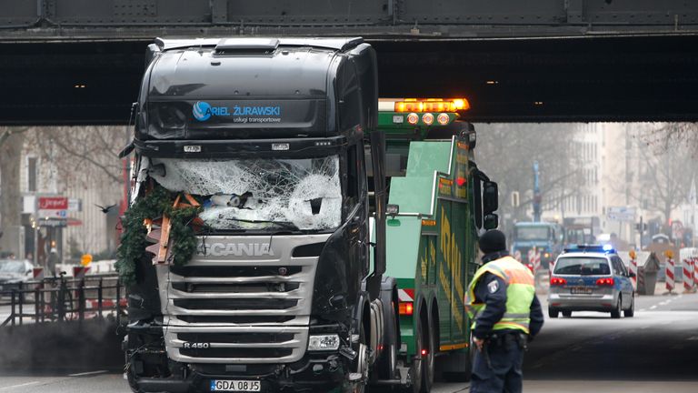 The cab of the lorry was towed away on Tuesday morning