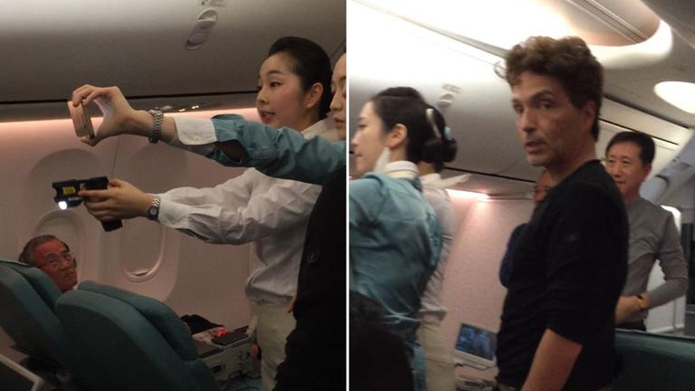 Richard Marx is present as an unruly passenger is restrained. Pics: Daisy Fuentes