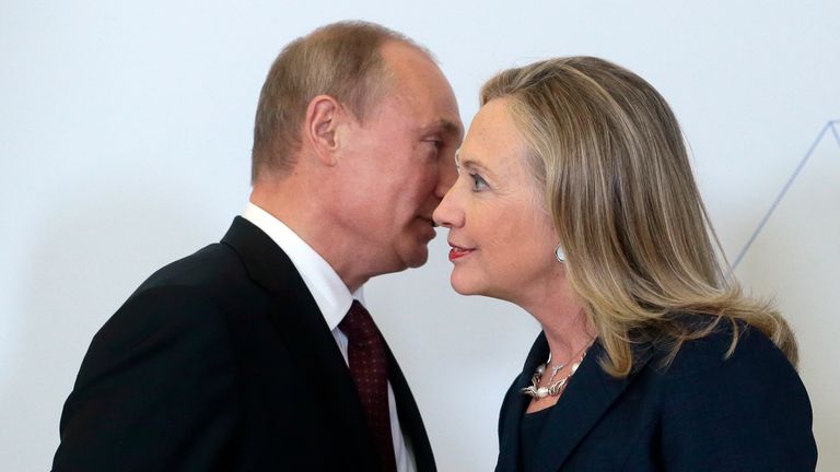 Vladimir Putin and Hillary Clinton during a meeting in September 2012