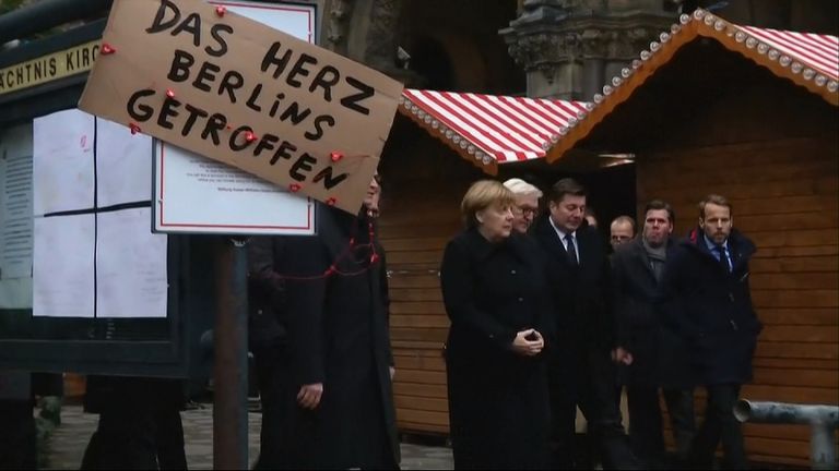 Angela Merkel at scene of Berlin lorry attack