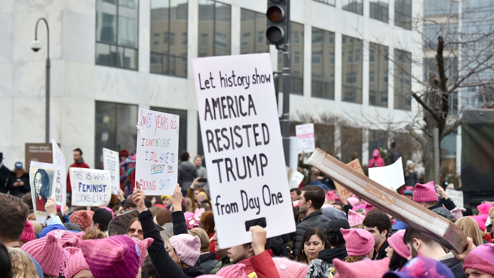 Millions Of Women Protest Against Donald Trump Worldwide World News Sky News 