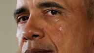 Barack Obama sheds tears during a speech about gun control