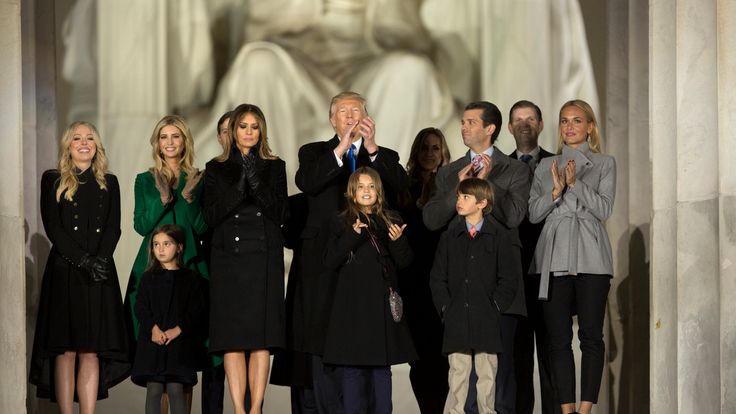 WASHINGTON, DC - JANUARY 19: (AFP OUT) President-elect Donald J. Trump and family stand in front of the Lincoln Memorial at the inaugural concert in January 19, 2017 in Washington, DC. Hundreds of thousands of people are expected tomorrow for Trump&#39;s inauguration as the 45th president of the United States. (Photo by Chris Kleponis-Pool/Getty Images)
