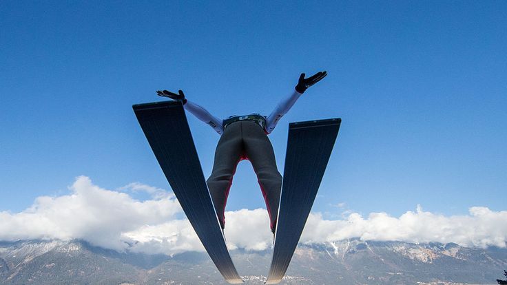 Ski jumper Ryoyu Kobayashi soars through the air