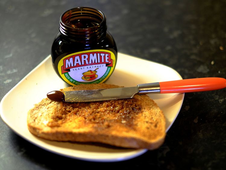 Toast with Marmite, a brand of Unilever, sits on a kitchen counter in Manchester, UK on October 13, 2016.